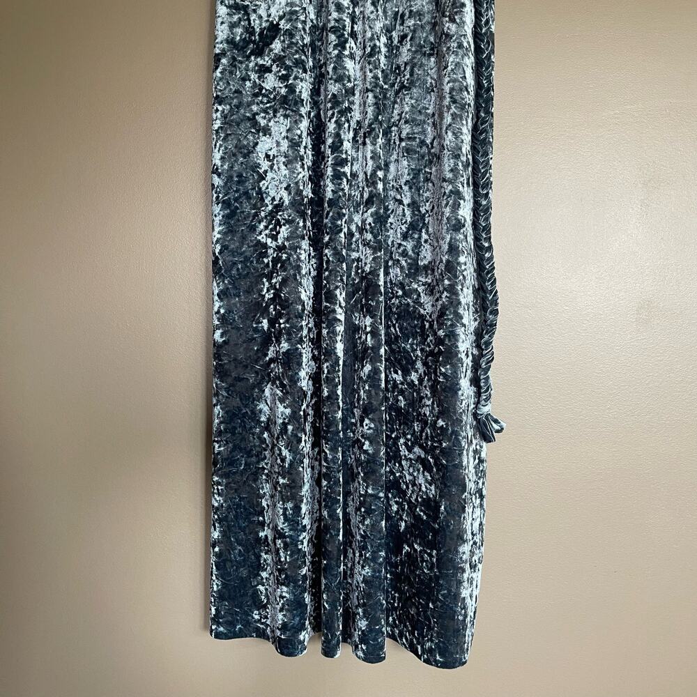 Misa Symone Wrap Dress Velvet Maxi Size XS Ruffle Sleeves Braided Sash Belt Teal - Picture 14 of 16